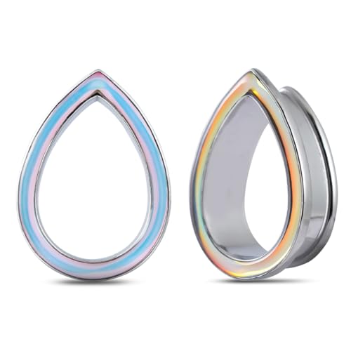 PONWAG 1 Paar 2g 0g 00g Tropfen Rhombus Ohren Dehnung Tunnel Stecker Opal Doppelt Flared Edelstahl Saddle Plug Piercing Schmuck für Frauen von PONWAG