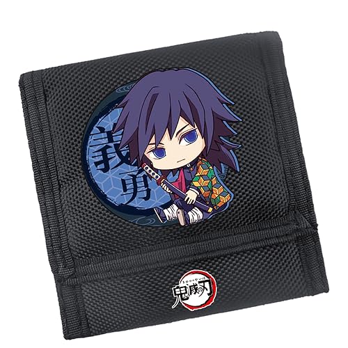 POONGNEE Anime Demon Slayer Tanjirou Zenitsu Cartoon Slim Canvas Kinder Geldbörse Tri-Fold Kleinkind Geldbörse für Jungen und Mädchen, Geburtstagsgeschenk, Giyuu von POONGNEE