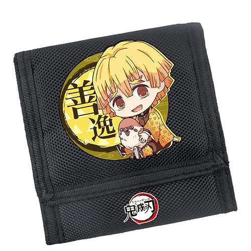 POONGNEE Anime Demon Slayer Tanjirou Zenitsu Cartoon Slim Canvas Kinder Geldbörse Tri-Fold Kleinkind Geldbörse für Jungen und Mädchen, Geburtstagsgeschenk, Zenitsu von POONGNEE