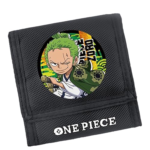 POONGNEE Cartoon Anime Kinder Geldbörse Neuheit Geldbörse Einteiler Trifold Verschluss Geschenk für Jungen/Mädchen, Zoro von POONGNEE