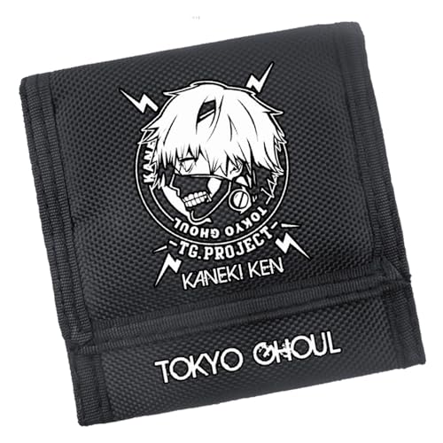 POONGNEE Tokyo Ghoul Anime Wallet Slim Canvas Kids Wallet Tri-Fold Purse for Boys and Girls Birthday Gift, Schwarz, Anime von POONGNEE