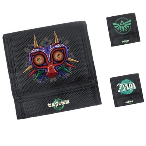 POONGNEE Zelda Slim Canvas Tri-Fold Wallets with Card Slots Holder and ID Window for Teen Boys Girls Kids Wallet Purse Gift, Mehrfarbig, Stil 1 von POONGNEE