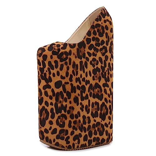 POOSR 30CM Keile Absätze, Sexy Leopard Pumps, Party Nachtclubs Frauen Schuhe, wasserdichte Plateau Hochzeitsschuhe,Gelb,38 von POOSR