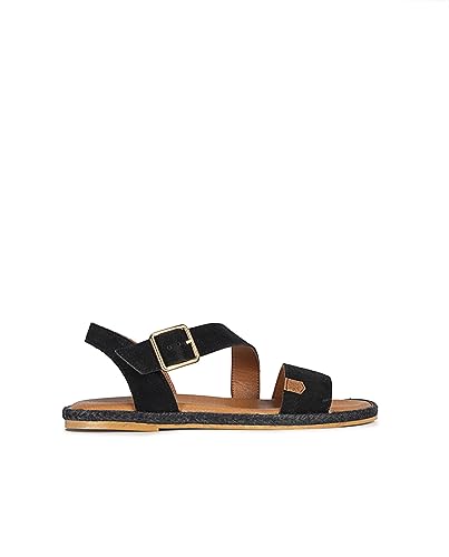 POPA Damen Menorquina Flach Leyte Spaltleder Schwarz Sandalen, 36 EU von POPA