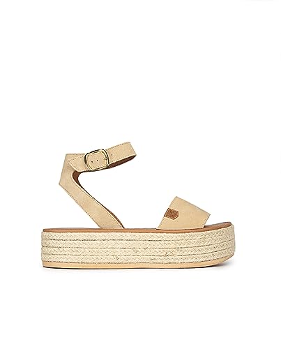 POPA Damen Menorquina Plattform Albir Spaltleder Sand Sandalen, Sandfarben, 36 EU von POPA