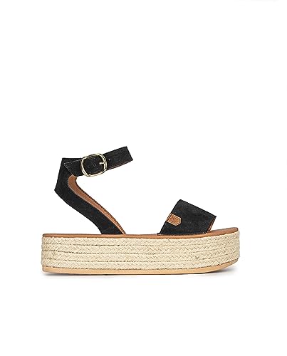 POPA Damen Menorquina Plattform Albir Spaltleder Schwarz Sandalen, 39 EU von POPA