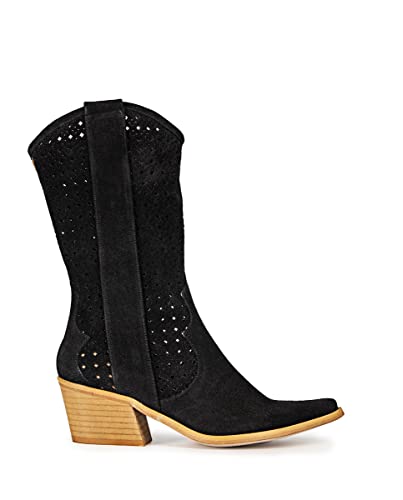 POPA Damen Nuria Boot, gehackt, Spaltleder, Schwarz Sneaker, 36 EU von POPA