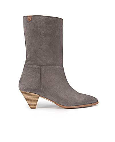 POPA - Stiefel mit Absatz für Damen - Caye - Größe 37 - Made In Spain - Grau - Aus Wildleder - Schaftbreite 8,5 cm - Geometrischer Absatz mit 5,5 cm Höhe von POPA