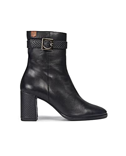 POPA - Stiefeletten für Damen mit Absatz - Elena Snake - Größe 40 - Made In Spain - Schwarz - Klassischer Stil mit Schnalle - Quadratischer Absatz mit 7,5 cm Höhe von POPA