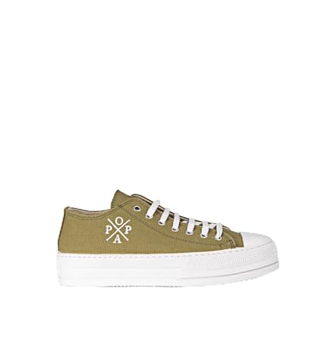 POPA Unisex Hausschuhe Marke Modell Menorquina 4p Shirin Canvas Khaki Sneaker, kaki, 36 EU von POPA