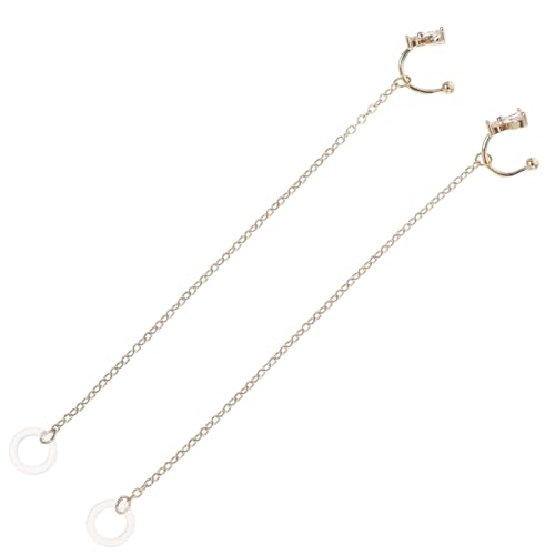 POPETPOP 1paar Ohrringe Mit Anti-lost Ohrhörer Kette Modische Ohrclips Für Frauen Universelle Kompatibilität Nicht Durchstochen Langlebiges Material von POPETPOP