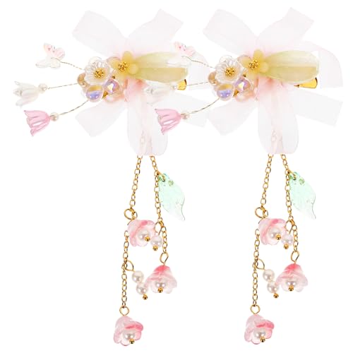 POPETPOP 1 Paar Quaste Haarspange Entenschnabel-Haarspangen Baby Haarspangen haarschmuck Tiara florale Haarspange Blumen-Haarspangen chinesischer Stil Kopfbedeckung Schleife Kind von POPETPOP