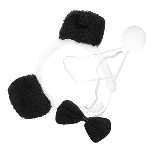 POPETPOP 1 Satz Panda-ohr-haarreifen Plüsch Fliege Panda-stirnband Cosplay-fliege Pandaohren Stirnband Ohren Und Schwanz Gesetzt Cosplay-requisiten Tierschwänze Kind Bilden Kleidung Flanell von POPETPOP