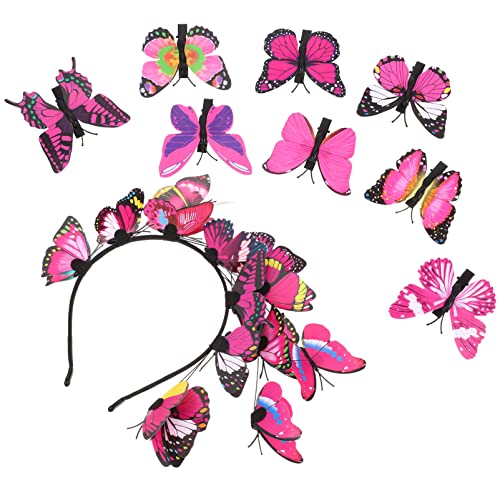 POPETPOP 1 Satz Schmetterlings-stirnband Monarchfalter Kopfbedeckung Tea-party-fascinator-hut Schmetterlingskopf Bopper Schmetterling Kopfschmuck Florale Tiara Damen Metall Kleidung Zubehör von POPETPOP