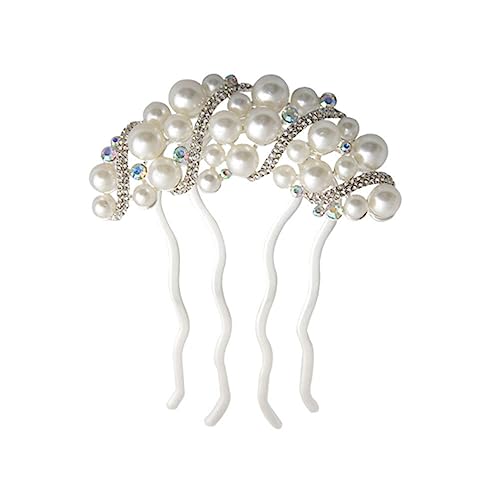 POPETPOP Rhinestone Haarspange 1stk Perlenhaarspangen Haarschmuck Brautblumen Haarnadeln Braut Haarnadel Hochzeit Haarnadel U-förmige Haarnadel Schmücken Damen Weiß Legierung von POPETPOP