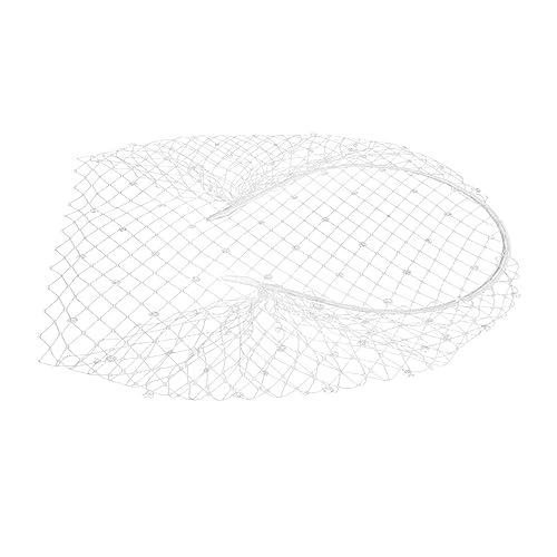 POPETPOP 1stk Mesh-stirnband -kopfbedeckungen Stirnband Mit Gesichtsschleier Hut Mit Schleier Brautschleier Für Die Hochzeit Haarschmuck Gittergewebe Mädchen Weiß Lampenschirm Damen von POPETPOP