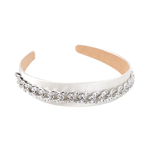 POPETPOP 1stk Stirnband Mit Metallkette Haargummi Haarbänder Metalldekor Badezimmerdekorationen Stirnband Damen Haarband Haarverzierung Haarreifen Trend Strasssteine Fräulein Die Kette Weiß von POPETPOP