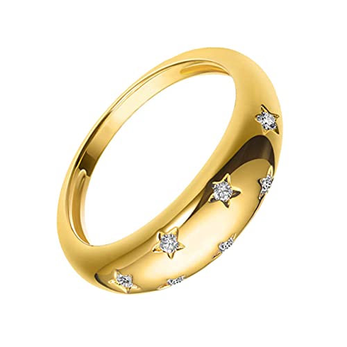 POPETPOP 1 Stück Vergoldeter Geometrischer Sternen Zirkonring für Damen Retro Finger Ring für Besondere Anlässe Wie Geburtstag Weihnachten oder Valentinstag von POPETPOP