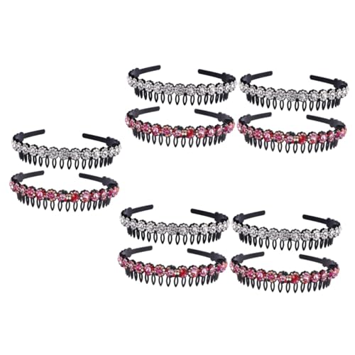 POPETPOP 10 Stk Anti-Rutsch-Stirnband mit Diamanten Kristall Stirnbänder Haarschmuck für Mädchen face wash co wash Haargummi Damen Kamm Stirnband frauen stirnband Strasssteine Kopfbedeckung von POPETPOP