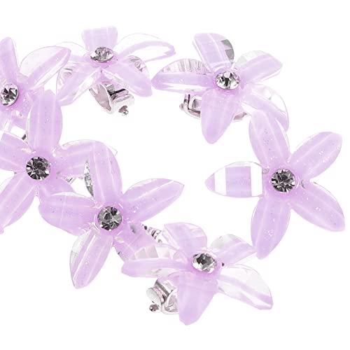 POPETPOP 10st Strass-haarspange Für Kinder Mini-blumenklauen-clips Blumenhaarspangen Für Das Haar Clip in Blumen Für Haare Haarklammern Perle Fräulein Strasssteine Pferdeschwanz Violett von POPETPOP