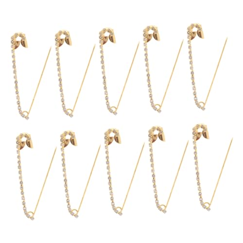 POPETPOP 10 Stück Strass Sicherheitsnadeln Broschen aus Zinklegierung Funkelnde Anstecknadeln als Schmuck und Kleidungsaccessoires Vielseitig Nutzbar für Schals Jacken Hüte und Tücher von POPETPOP