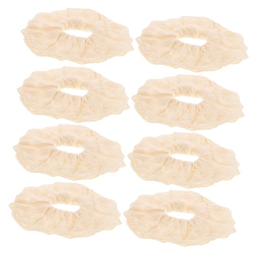 POPETPOP 10 Stück Teiliges Große Weiße Spitzen Haargummis aus Weichem Stoff Elastische Haarschleifen für Damen Mädchen Sanfte Haargummis für Dicken Halt und Vielseitigen Stil von POPETPOP