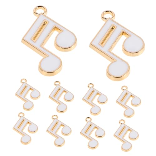 POPETPOP 10 Stück Teiliges Musiknoten Charms Anhänger aus Emaille Legierung Vielseitige DIY Schmuckanhänger für Halsketten und Armbänder Weiße Musik Symbole für Kreative Schmuckherstellung von POPETPOP