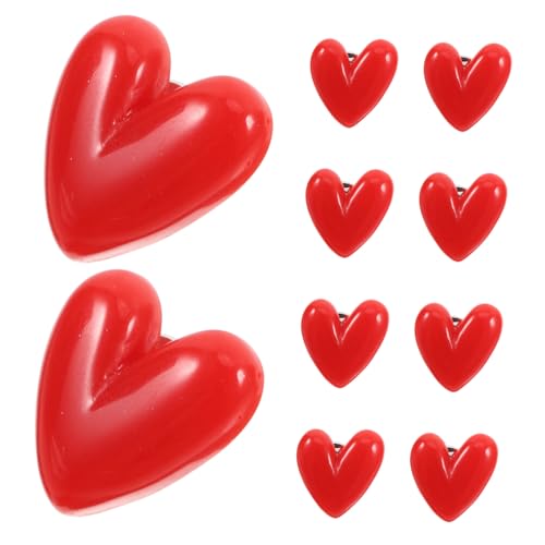 POPETPOP 10 Stück Teiliges Rote Herzbroschen aus Emaille Kleine Anstecknadeln für Kleidung Taschen und Hüte Modische Valentinstagsdeko Vielseitige Accessoires für Damen und Herren von POPETPOP
