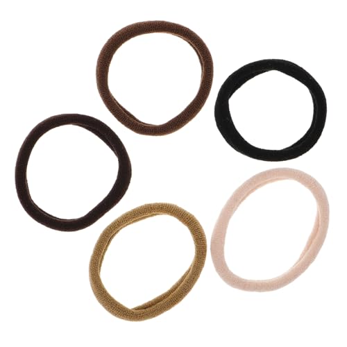 POPETPOP 100 Stück Haarbänder Damen Nahtlose Hochelastische Haargummis Dicke Weiche Haarringe Schonend Haarschäden Strapazierfähige Ponytail Halter Trendfarbe Milchtee Einfaches Design von POPETPOP