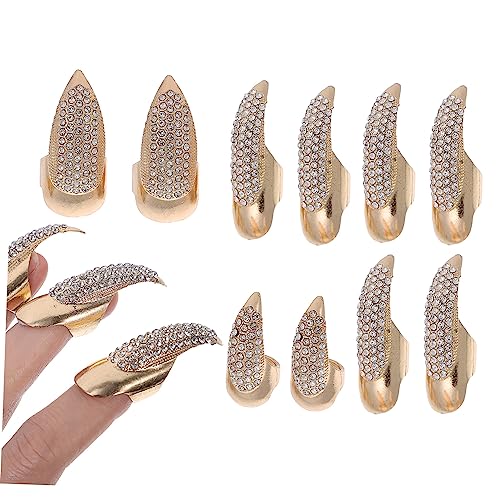 POPETPOP 10stücke Fingernagel Krallenringe Mit Funkelnden Strasssteinen Aus Strapazierfähiger Legierung Kostümaccessoires Für Halloween Und Cosplay Für Damen Und Mädchen von POPETPOP