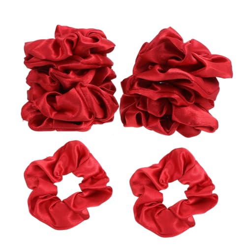 POPETPOP 10st Roter Doppelpunkt Haarschmuck Für Frauen Farbige Haargummis Rot Scrunchie Haargummis Streamer Haargummis Mit Schleife Elastische Bommeln Französisch Fräulein Stoff Gummiband von POPETPOP