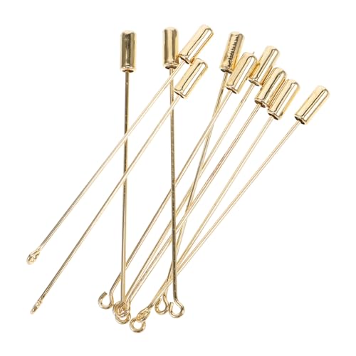 POPETPOP 10stücke Brosche Anstecknadel Aus Metall Sicherheitsnadeln Für Broschen Diy-broschenmaterial Lange Nadel Mit Stopper Ende Zum Basteln Für Schals Kleider Röcke Kragen Revers von POPETPOP