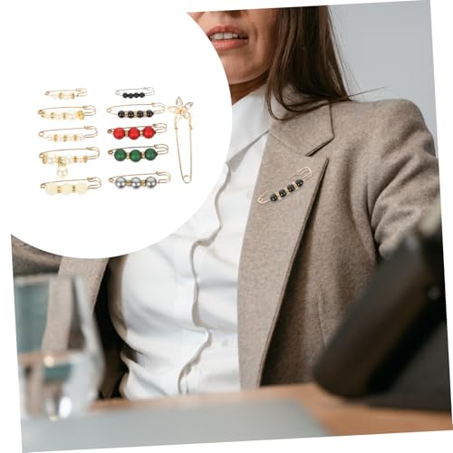 POPETPOP 11 Stück Teiliges Perlen broschen Sicherheitsnadeln Stilvolle Taillenspanner für Damenkleidung Dekorative Broschen für Kleider Schals Röcke und Hosen Modische Anstecknadeln für von POPETPOP