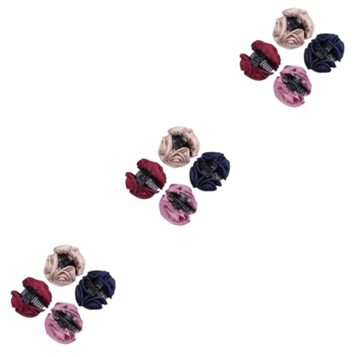 POPETPOP 12 Stk Kopfbedeckung Haarstyling-Clips Kronenspangen für Mädchen Haarfangbackenklemme Rose Haarklammer Haarschmuck Haarspange starker Haltegriff die Blumen Haarnadel Haarkralle von POPETPOP