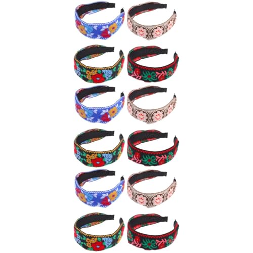 POPETPOP 12 Stk besticktes geknotetes Stirnband Boho-Blumen-Stirnband Stirnband mit Turbanknoten kopfschmuck Haarbänder Tiara Haarschmuck frauen stirnband elastisch Schal Zubehör Damen von POPETPOP