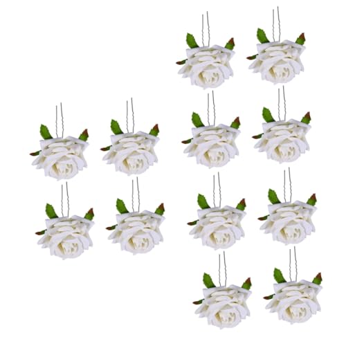 POPETPOP 12 Stück Hochzeits Tiara Braut Rosenbrosche Haarspange Haarbrosche Für Hochzeit Rosenblüten Haarnadel Rote Rosen Haarnadel Hochzeit Kopfschmuck Für Die Braut Weißes von POPETPOP