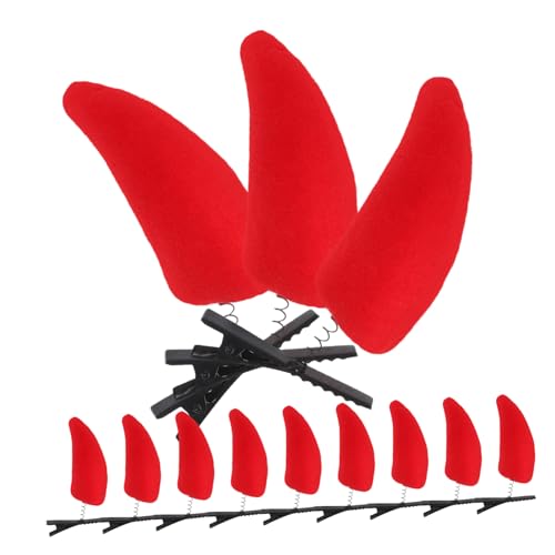 POPETPOP 12 Stück Teiliges Halloween Haarschmuck mit Roten Gothic Ox Horn Haarklammern Langlebige Cosplay Haarspangen für Damen Dekorative Teufelshorn Clips Einfach Anzubringen Festliche von POPETPOP