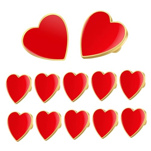 POPETPOP 12 Stück Teiliges Herzförmiges Broschen aus Langlebiger Zinklegierung Dekorative Anstecknadeln für Frauen Geeignet für Valentinstag Hochzeit Freiwilligen Erkennung Eleganter von POPETPOP
