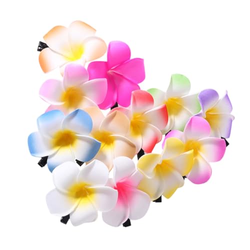 POPETPOP 12 Stück Teiliges Plumeria Blumen Haarspangen mit Clip Hawaiianische Frangipani Haarklammern für Damen und Mädchen Tropische Strand Accessoires Rutschfeste Sommer Haarschmuck für von POPETPOP