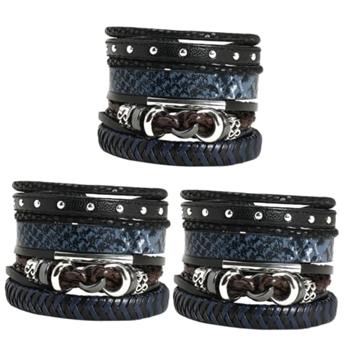 POPETPOP 12 Stk Armband geflochtene Armbänder Herrenarmbänder Haargummi Haarbänder Armbänder für Frauen Armbänder für Männer einstellbar Stirnband vierteiliges Set Schmuck Mann Kunstleder von POPETPOP