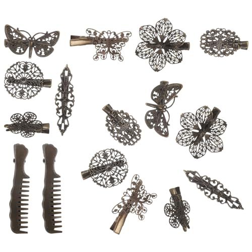 POPETPOP 16St Vintage Haarspange Kantenclip Haarspangen Haarnadeln aus Metallbronze Mädchen Haarspange haarschmuck Retro-Haarnadeln Bronzene Haarnadeln Nostalgie Seitenclip Kopfbedeckung von POPETPOP