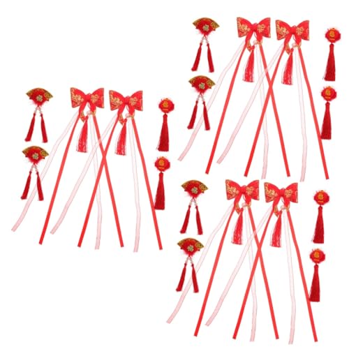 POPETPOP 18 Stk Haarschmuck Für Das Neue Jahr Der Kinder Haarspangen Für Kleine Mädchen Hanfu Haarschmuck Kinderhaaraccessoires Für Mädchen Quaste Haarnadel Krawatte Rot Quasten China von POPETPOP