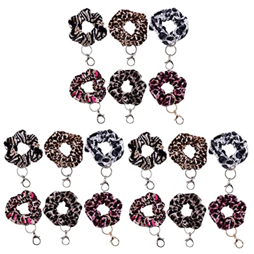 POPETPOP 18 Stk Schlüsselanhänger Haargummi Elastisches Scrunchie-armband Schlüsselanhänger Als Dekoration Schlüsselanhänger Mit Armband Haarschmuck Fräulein Stoff Leopardenmuster Stirnband von POPETPOP