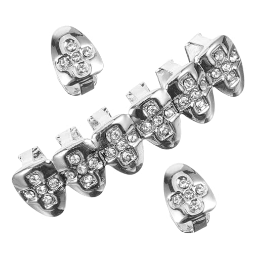 POPETPOP 1Satz Hip Hop Zahngitter Metall Glänzendes Zahnschmuck für Kostümpartys Halloween Modeevents Stylisch Auffällig für Rapper Hip Hop Fans von POPETPOP