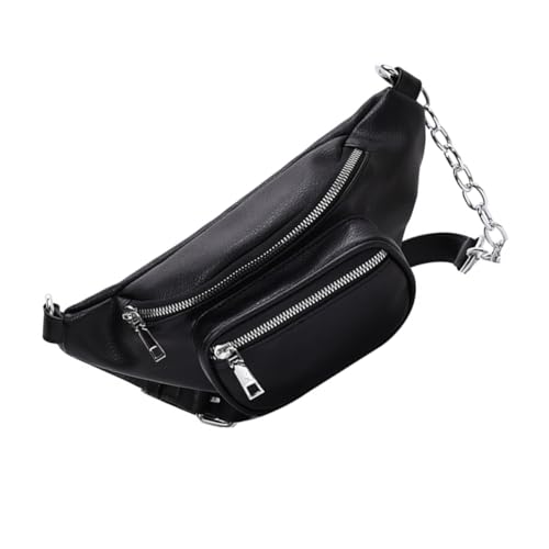 POPETPOP 1stück Damen Pu Umhängetasche Mit Verstellbarem Gurt Modischer Crossbody Sling Bag Praktische Doppel-Taschen Für Alltag Und Schwarz von POPETPOP