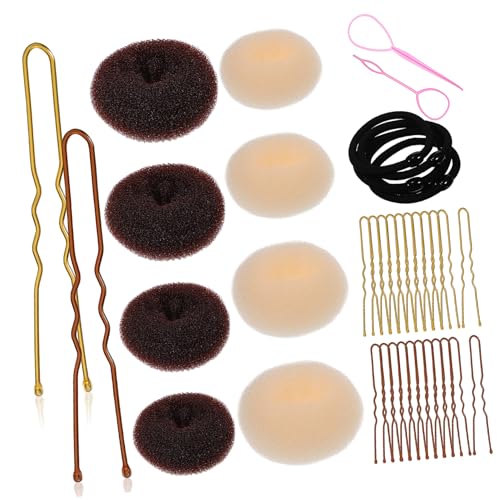 POPETPOP 1satz Haarknoten Donut-haarbänder U-förmige Haarnadeln Elastische Haargummis Und Pinke Haarnadel Stilvolle Frisuren Für Damen Und Mädchen Für Besondere Anlässe Und Alltag von POPETPOP