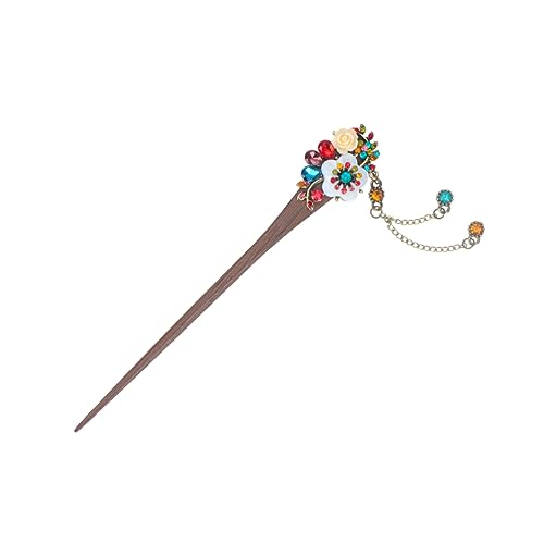 POPETPOP 1stk Frauen Braut Strass Haarschmuck Kristall Haarstab Blumen Perlen Haarnadel Vintage Chinesische Haarnadel Chinesische Haar Deko Chopsticks Metal Volksbrauch Haarband Hölzern von POPETPOP