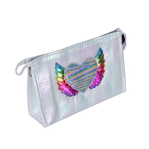 POPETPOP 1stk Reißverschlussgriffe Für Kulturbeutel Make-up-Beutel Mit Reißverschluss Glitzer Kosmetiktasche Klein Schillernde Geldbörse Bling Make-up Tasche Weiß Mädchen Mäppchen Tragbar von POPETPOP