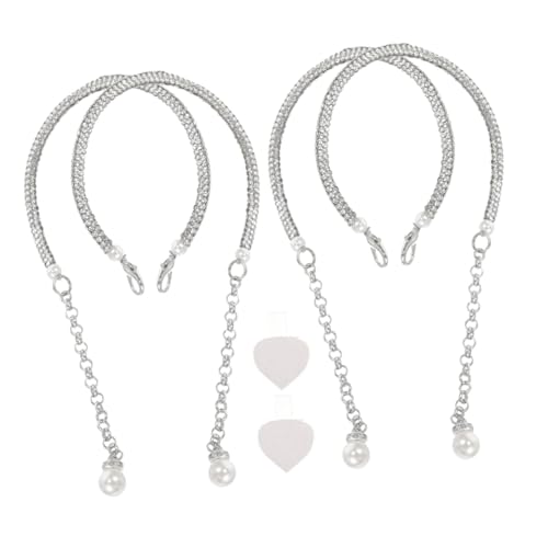 POPETPOP 2 Paare Abnehmbare Verstellbare High Heel Schuhriemen mit Funkelnden Strass Akzenten Rutschfeste Fersenbänder für Damen Einfache Anwendung Eleganter Pumps Zubehör für Sicheren von POPETPOP