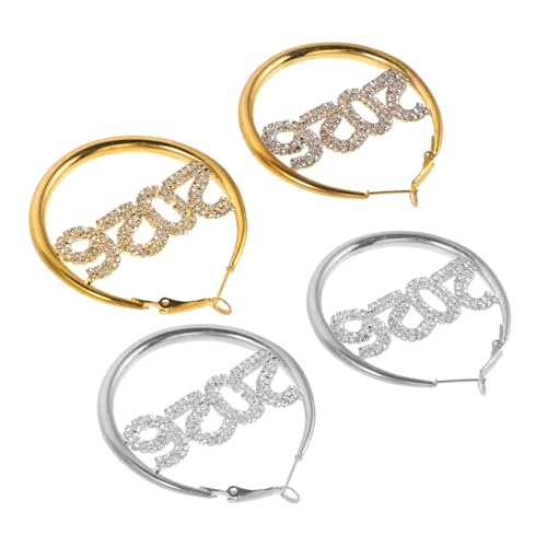 POPETPOP 2 Paare Creolen Ohrringe mit Funkelnden Strasssteinen Modische Ohrschmuck für Frauen und Mädchen Runde Ohrhänger für Neujahr Abschlussfeiern und Festliche Anlässe von POPETPOP